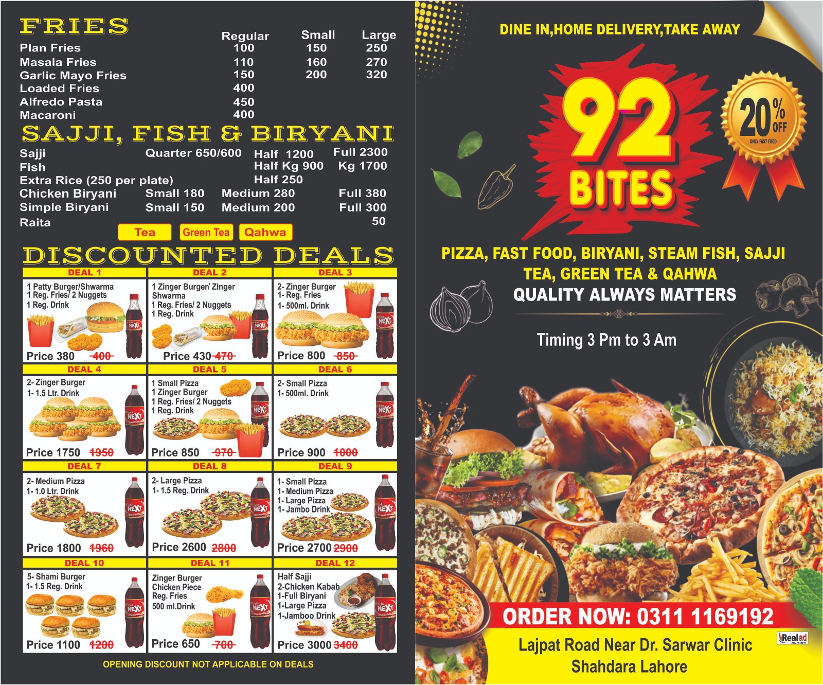 92 Bites Menu 1